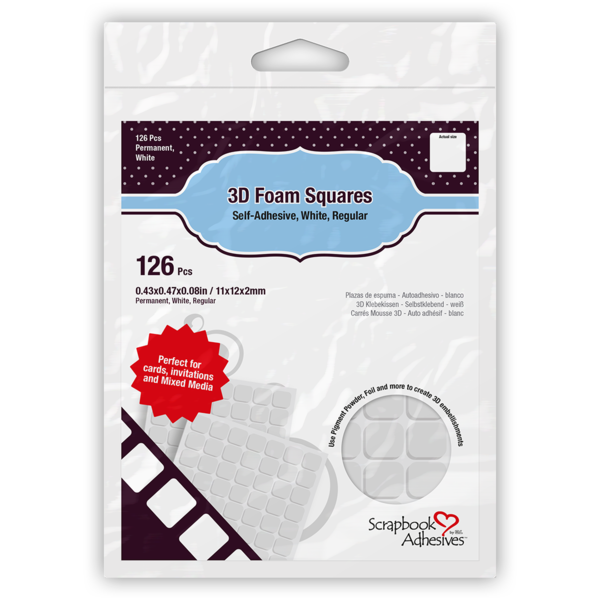 3D Foam Squares - White, Regular 0.5 x 0.5 x 0.08in