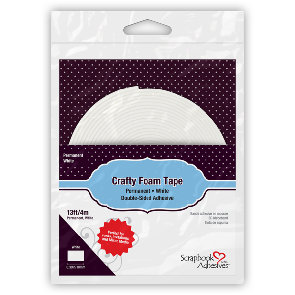 Crafty Foam Tape White 13ft / 4m length, 2mm (1/16") height