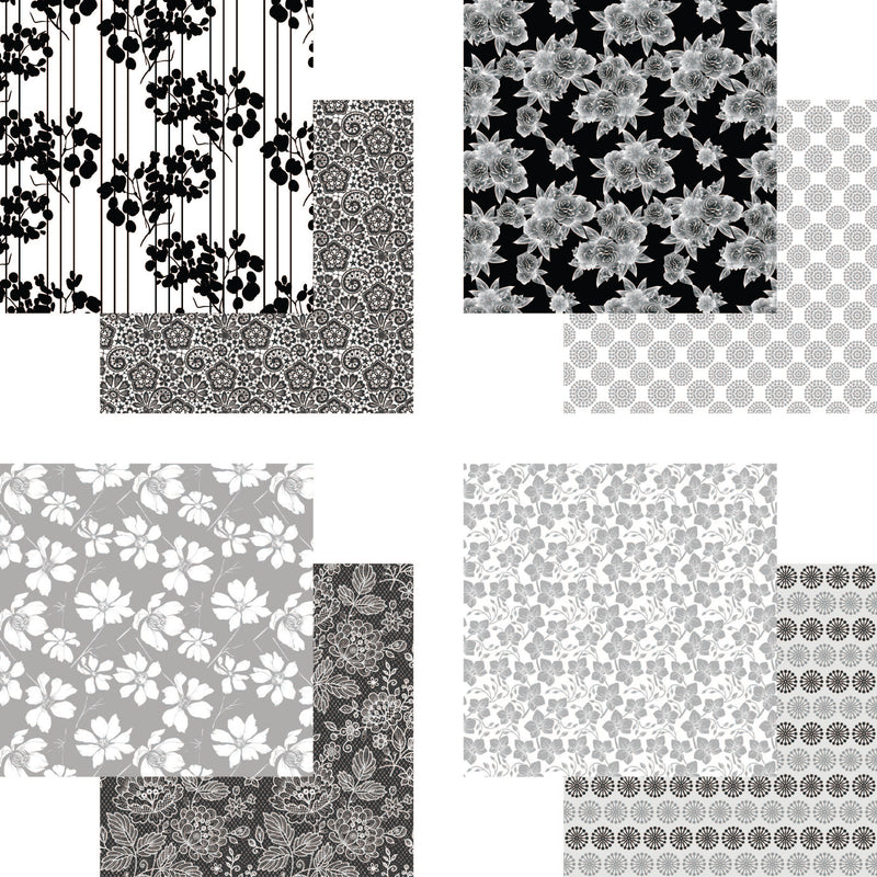 2202 Floral Monochrome- 6x6 Paper Pad