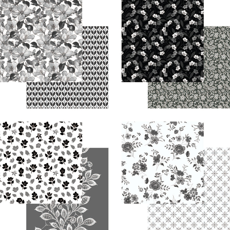 2202 Floral Monochrome- 6x6 Paper Pad