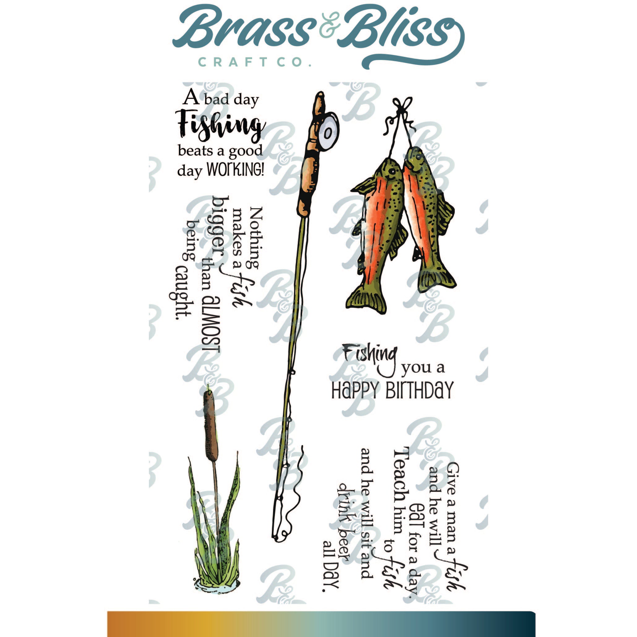 3003 Fishing #1 - 4x6 Stamp set — Brass & Bliss Craft Co.