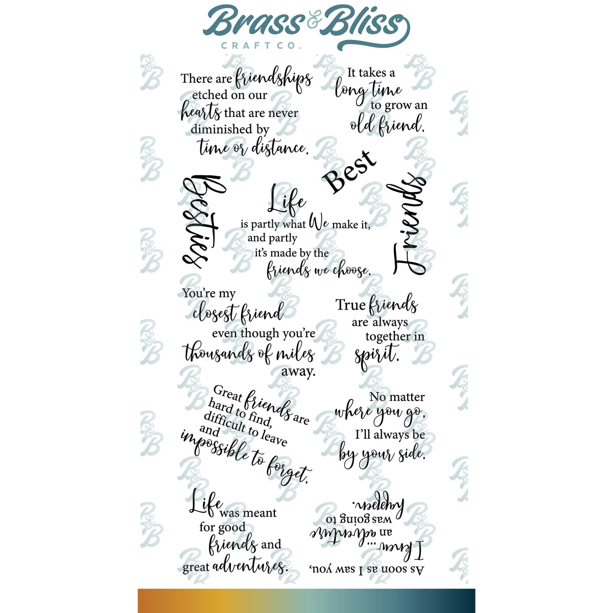 3334 Best Friend Set- 4x8 Stamp Set — Brass & Bliss Craft Co.