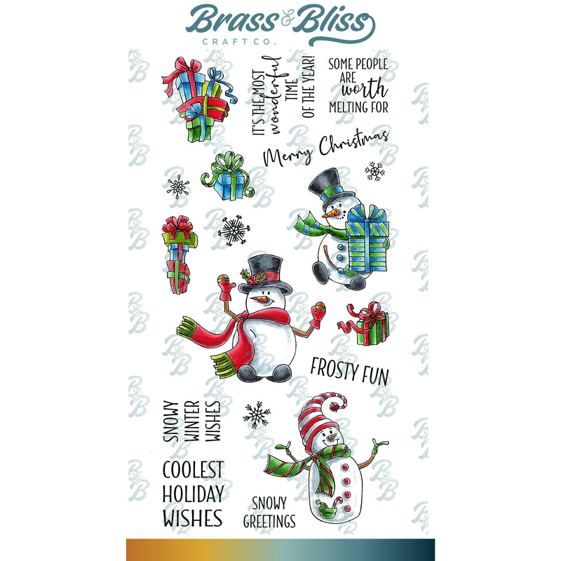 RN 3336 Snowmen with Presents - 4x8 Stamp Set