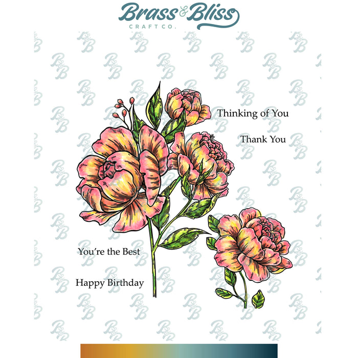 RN 3405 Poetic Peonies - 6x8 Stamp Set