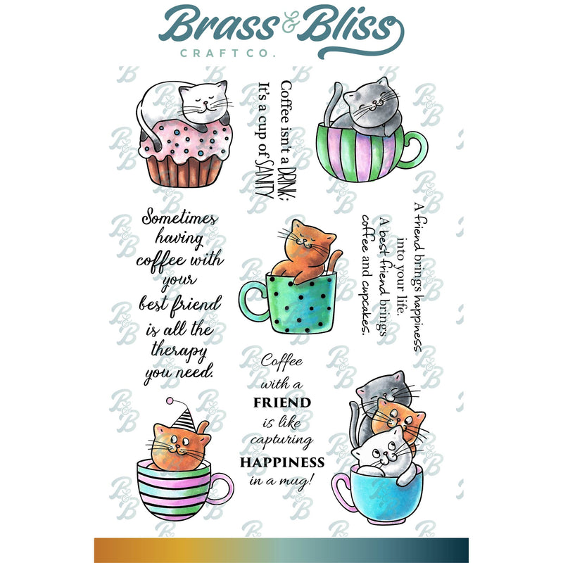 RN 3409 Cats in Coffee Cups 4x6 Stamp Set