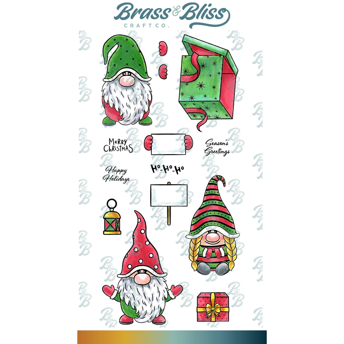 3458 Christmas Gnomes - 4x8 Stamp Set — Brass & Bliss Craft Co.