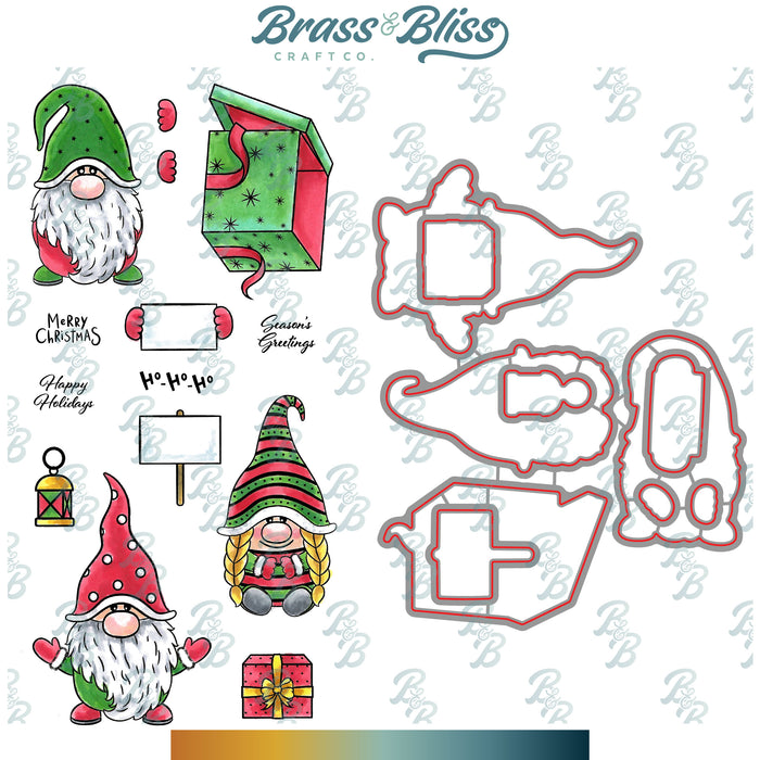 RN 3458 Christmas Gnomes Stamp and Die Bundle