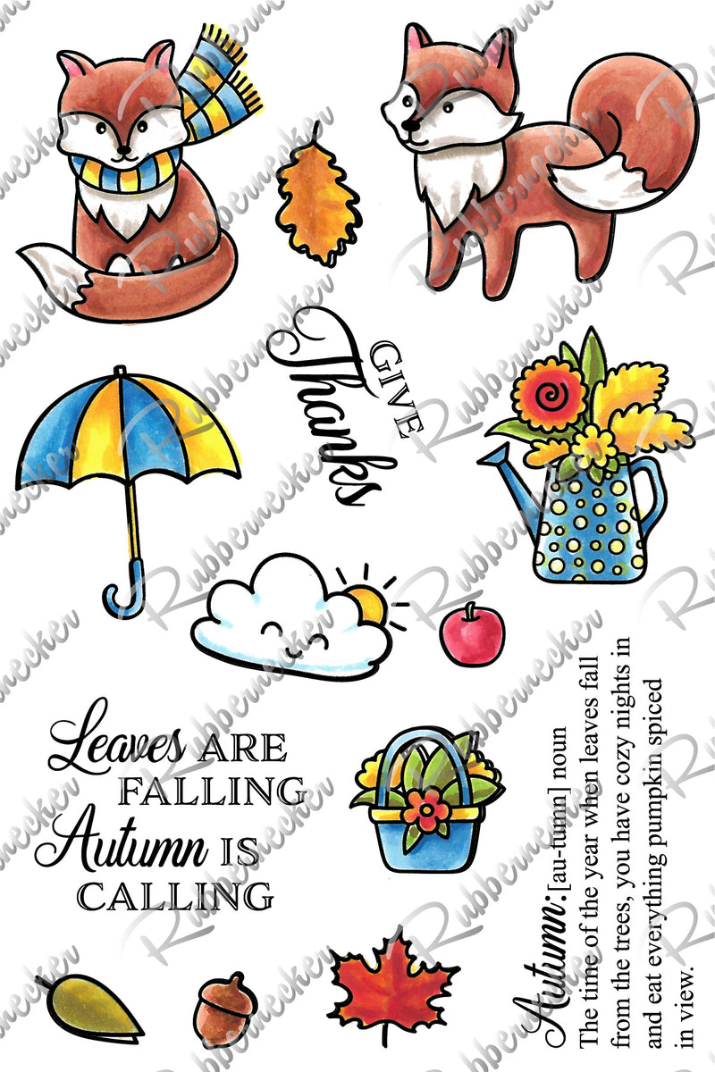 RN 3463 Autumn Fox 4x6 Stamp Set