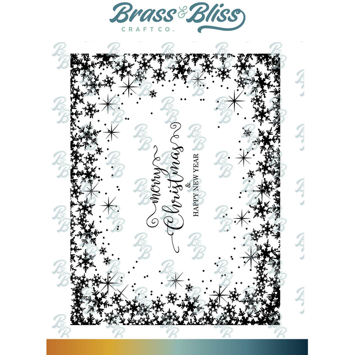 3465 Snowflake Frame with Phrase - 4.25x5.5 Stamp