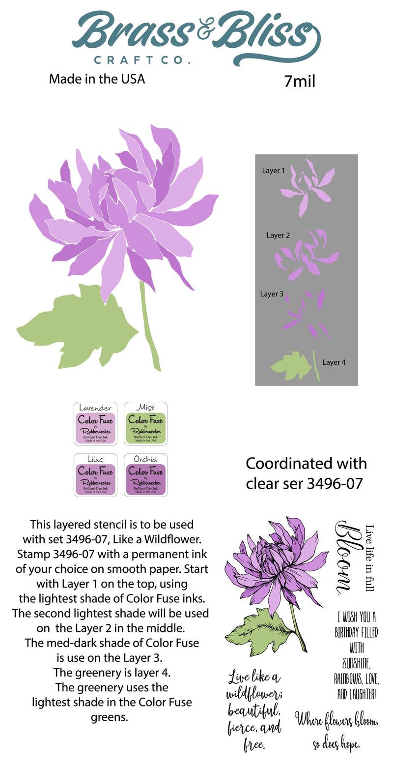 RN 3496-07S Like a Wildflower Floral Coordinating Stencil