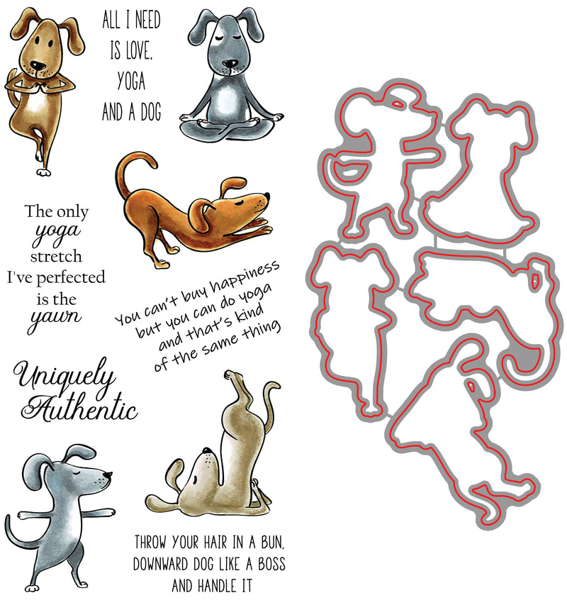 RN 35005 Yoga Dogs Stamp and Die Bundle