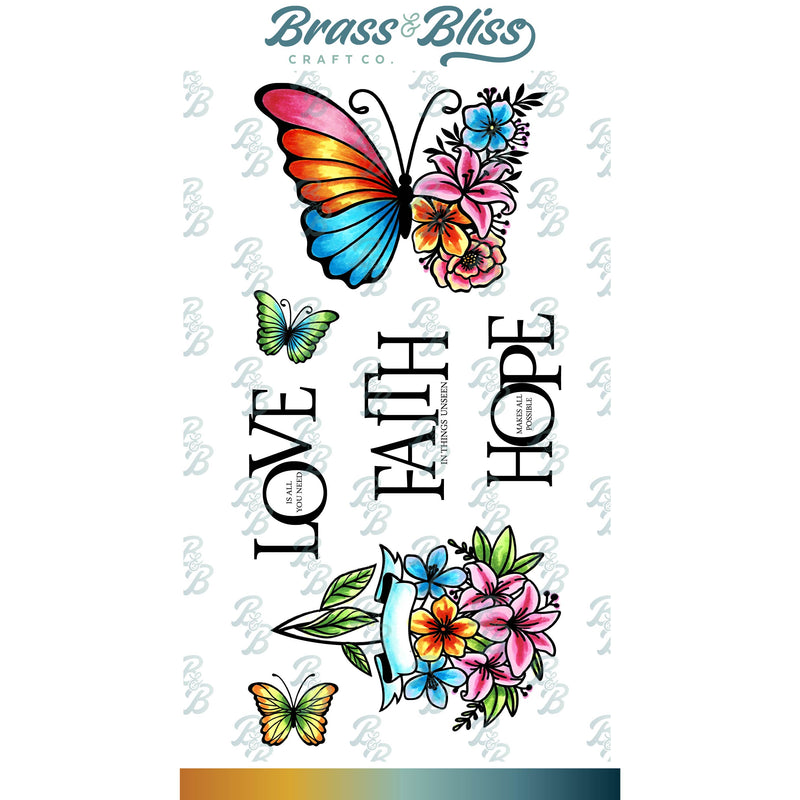 RN 35007 Butterfly Flowers - 4x8 Stamp Set