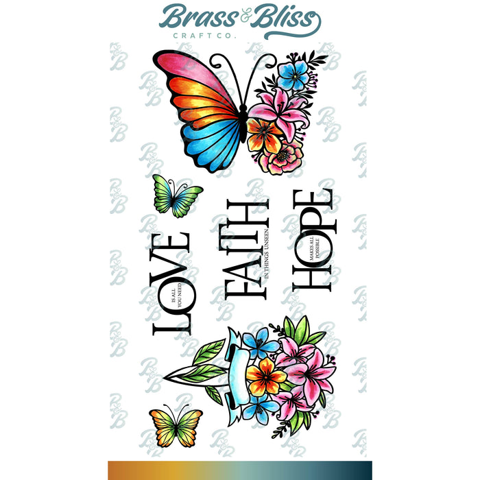 35007 Butterfly Flowers - 4x8 Stamp Set