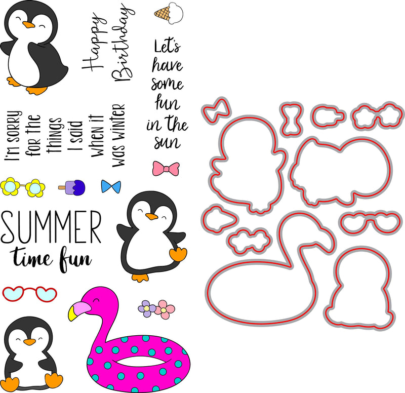 RN 35014 Summer Penguins - 4x8 Stamp and Die Bundle