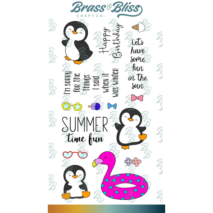 35014 Summer Penguins - 4x8 Stamp Set