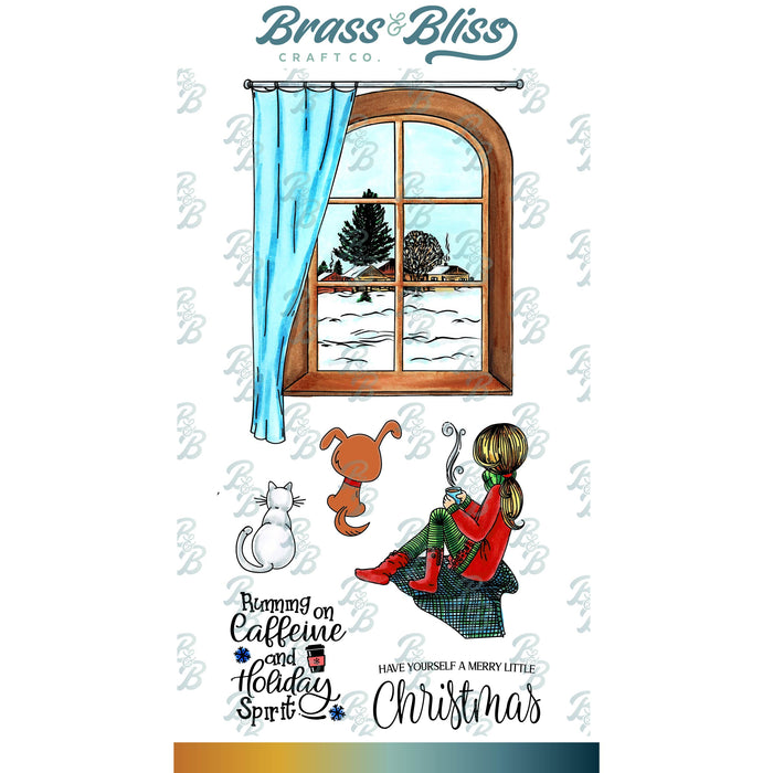 35021 Girl in window - 4x8 Stamp Set
