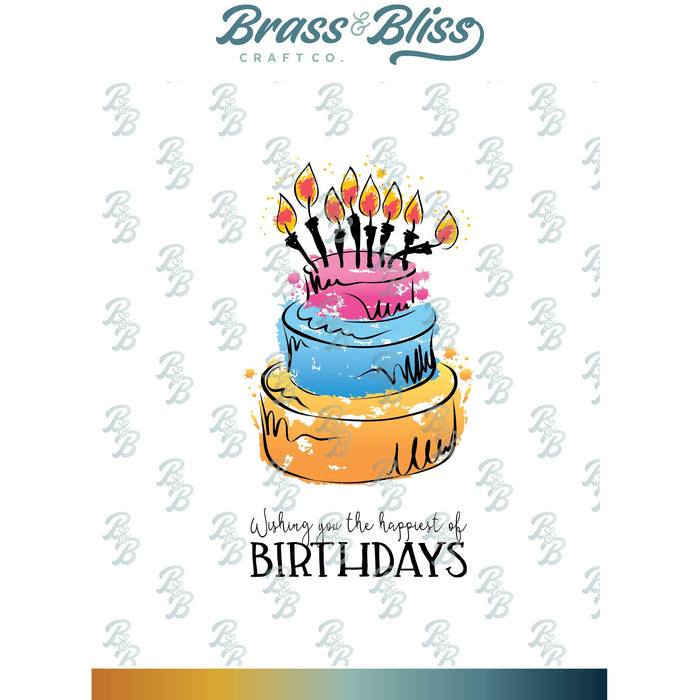 35042 Watercolor Birthday Cake - 4x6 Stamp Set