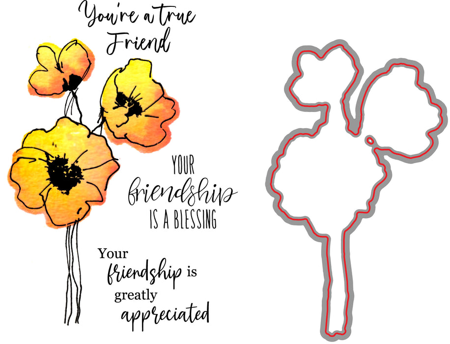 RN 35043 Friendship Poppies - Stamp and Die Bundle