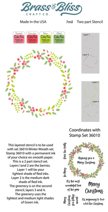36010S Winter Wreath Coordinating Stencil