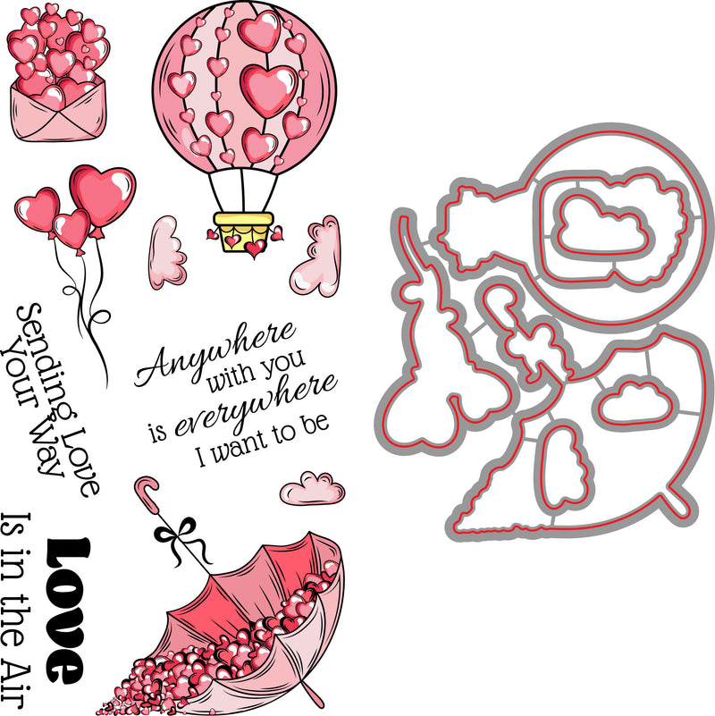 RN 36021 Love Is In The Air Set Stamp and Die Bundle