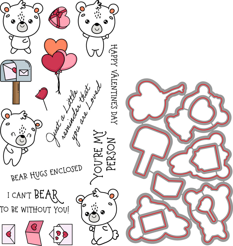 RN 36022 Bear Hugs Enclosed Set Stamp and Die Bundle