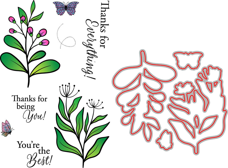 RN 36032 Simple Floral #1 Stamp and Die Bundle