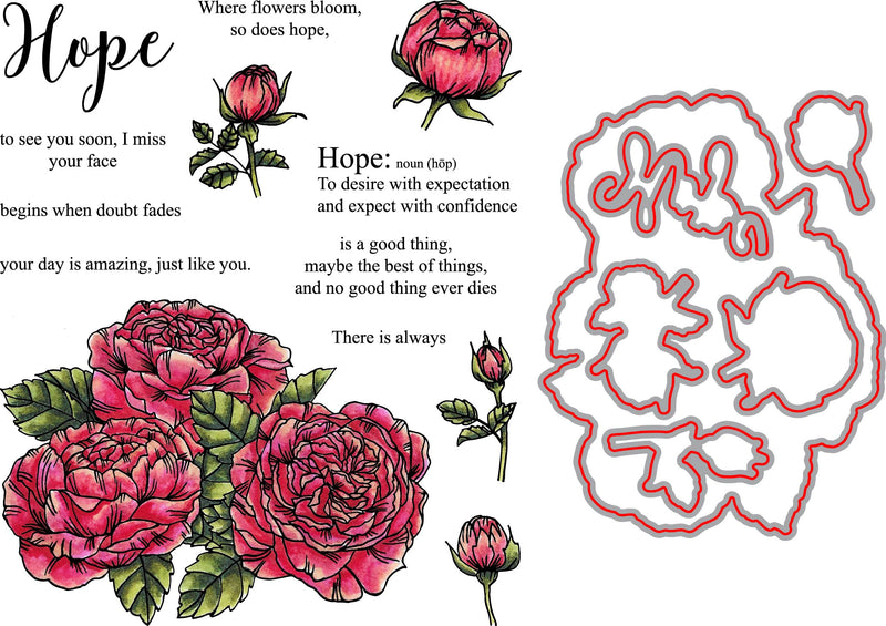 RN 36034 Ruffled Flower Bouquet Stamp and Die Bundle