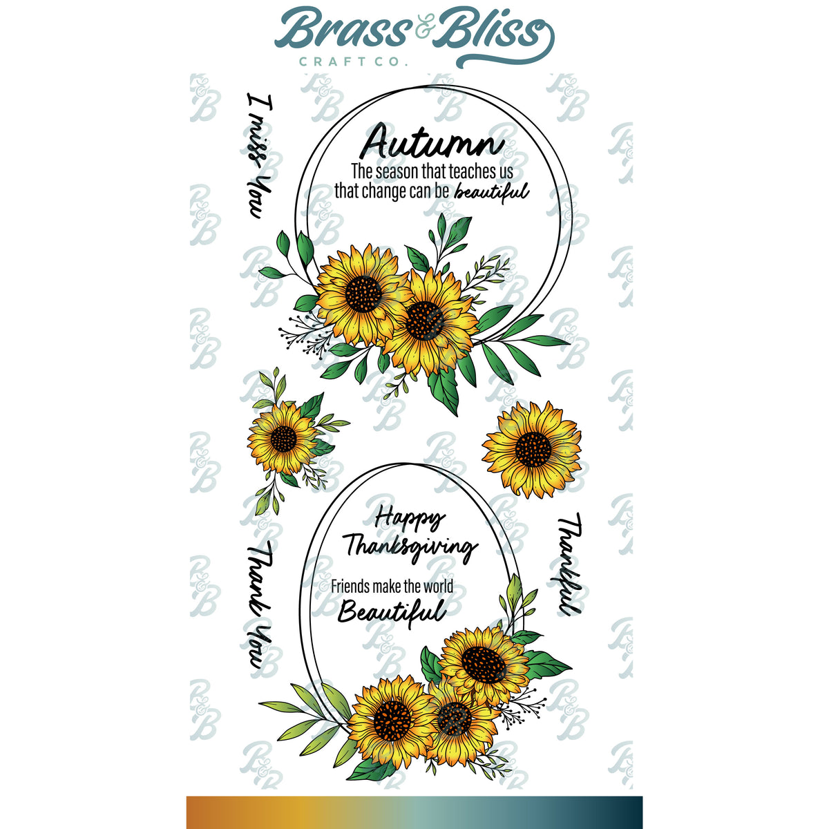 36053 Autumn Sunflowers - 4x8 Stamp Set — Brass & Bliss Craft Co.