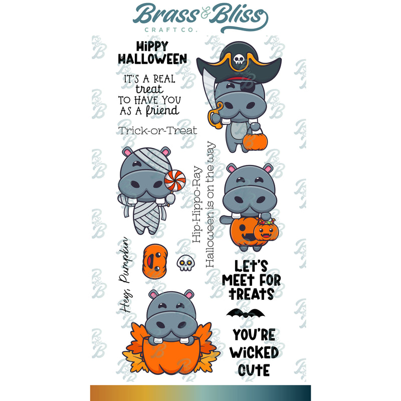 RN 36056 Halloween Hippos - 4x8 stamp Set