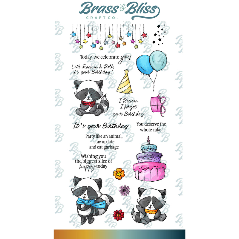 37003 Party Raccoons - 4x8 Stamp Set