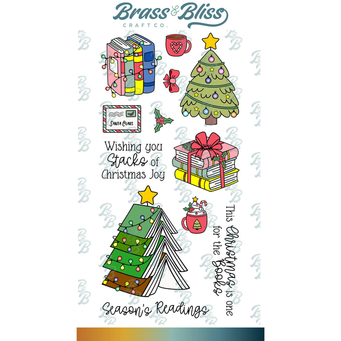 37036 Winter Stacked Books - 4x8 Stamp Set