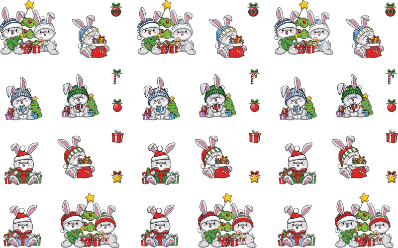 37037E Christmas Bunnies Colored Die Cut Pieces