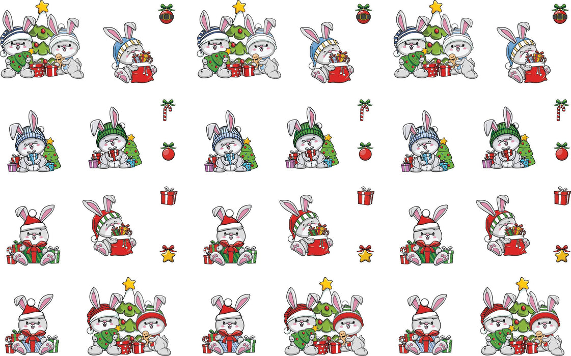 37037E Christmas Bunnies Colored Die Cut Pieces