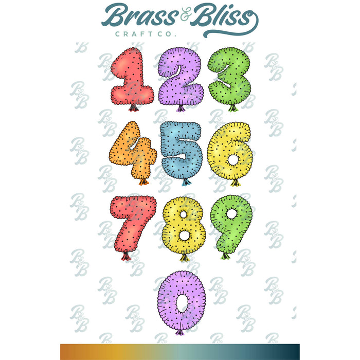 38013-02 Number Balloons - 3x6 Stamp Set