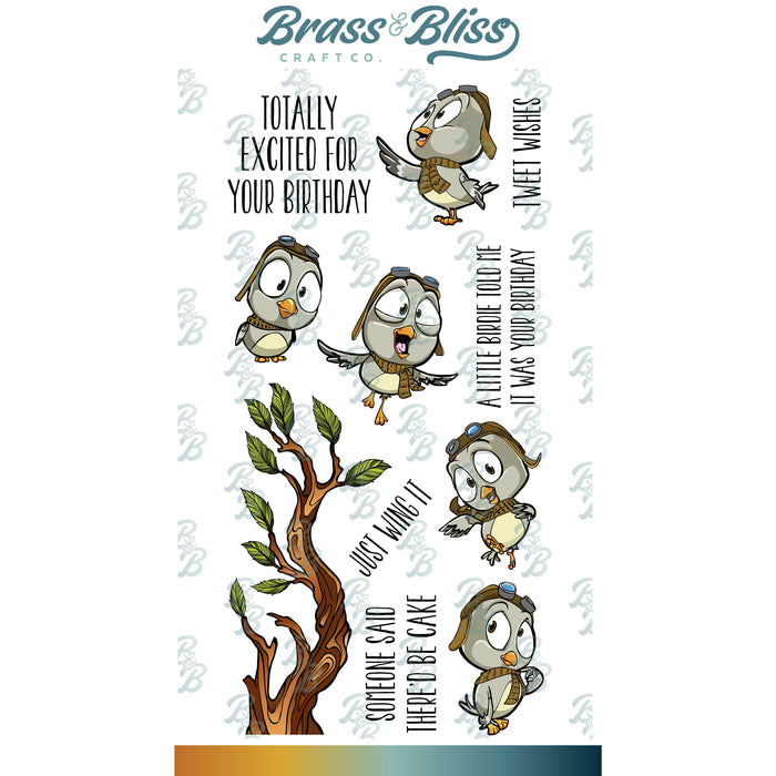 38015 Sky-High Birthday Birds - 4x8 Stamp Set