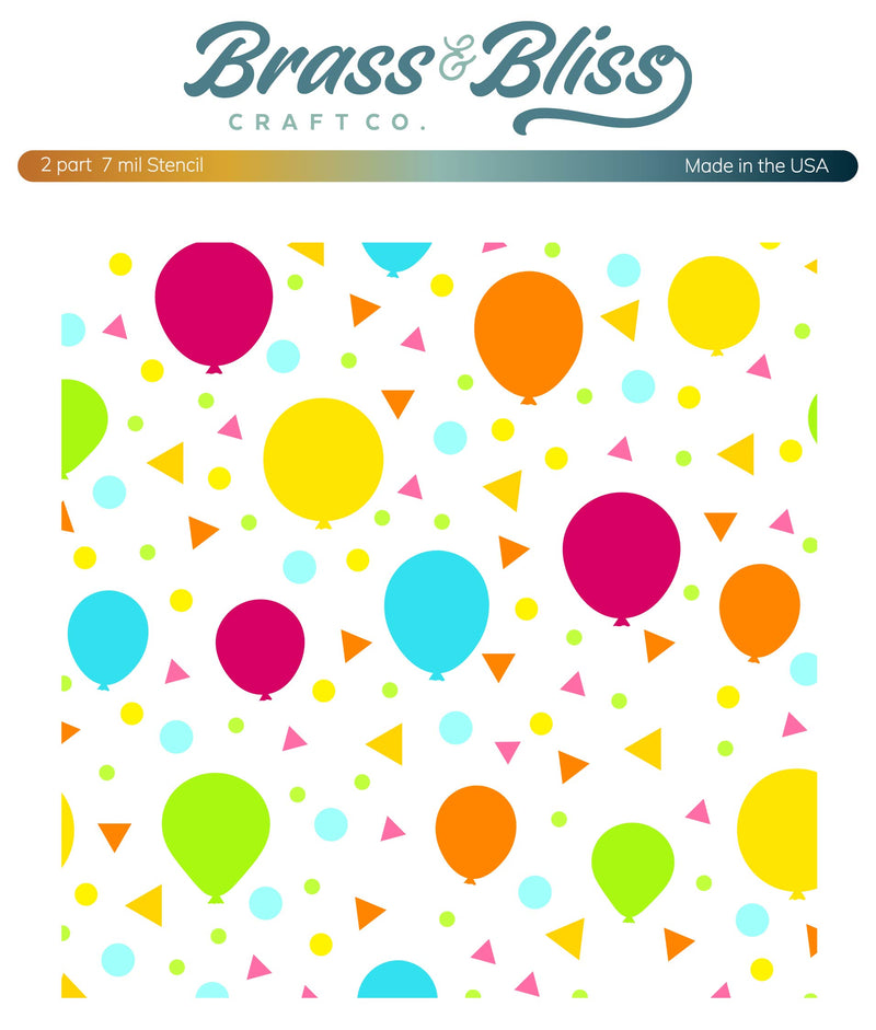 RN 4130 Birthday Balloons Stencils - 6x6 2 parts