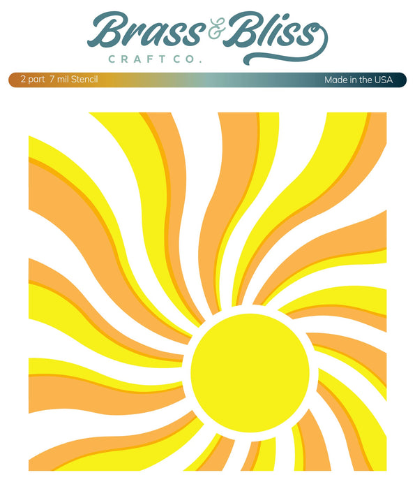 4504 Wavy Sun 2 Part 6x6 Stencil