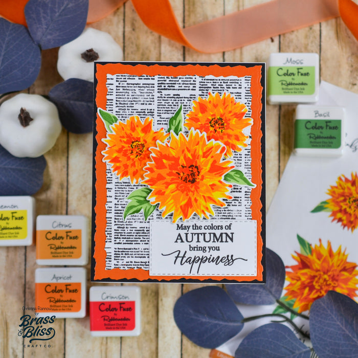 3316 Autumn Fire Layered Floral - 6x8 Stamp Set