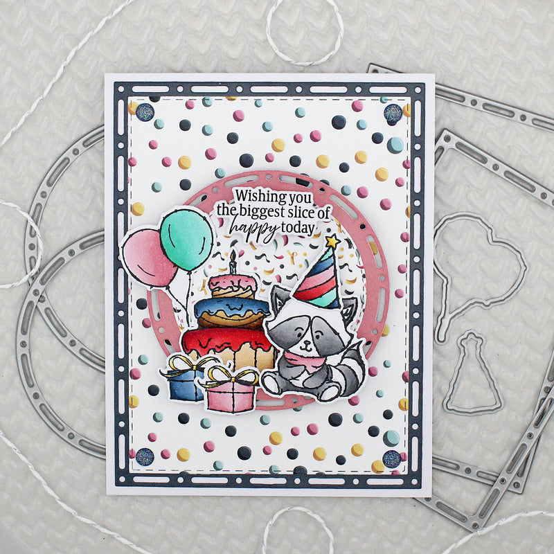 37003 Party Raccoons - 4x8 Stamp Set