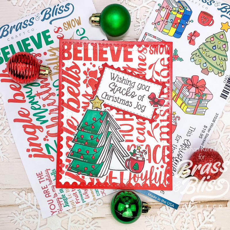 37036 Winter Stacked Books - 4x8 Stamp Set