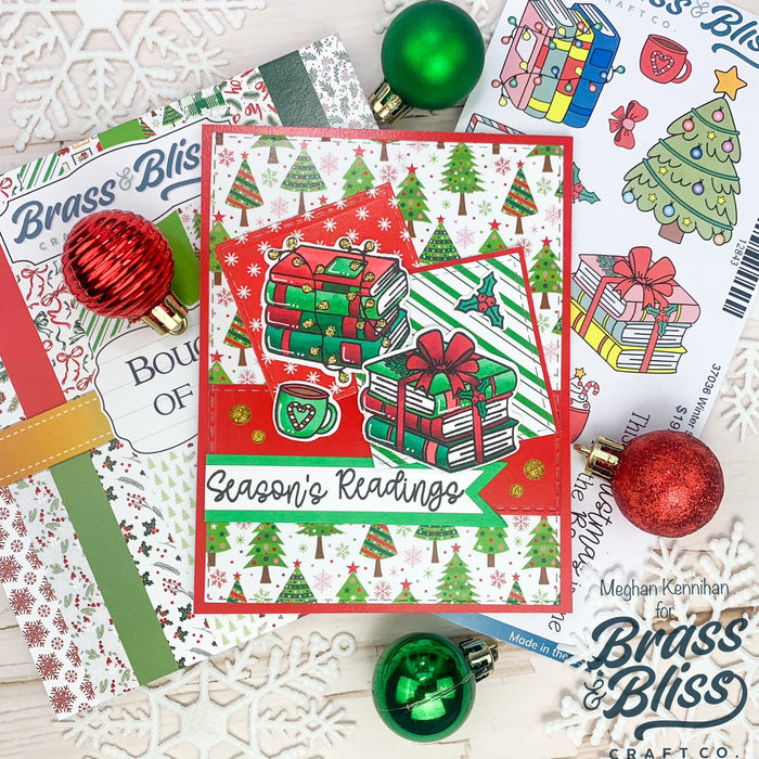 37036 Winter Stacked Books - 4x8 Stamp Set