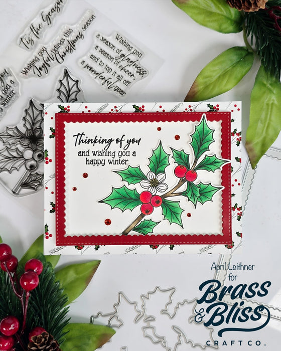 37033 Holly & Cheer - 4x6 Stamp set