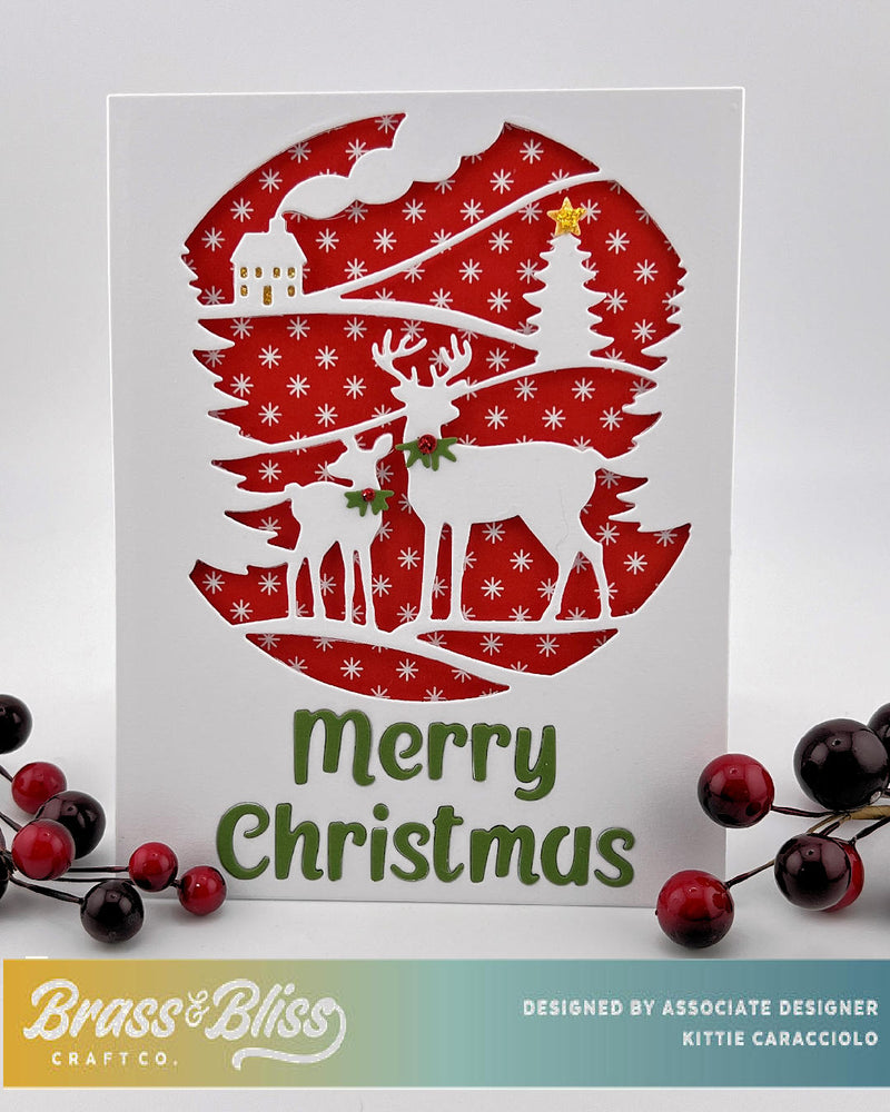 5830D Merry Christmas Deer Cover Die