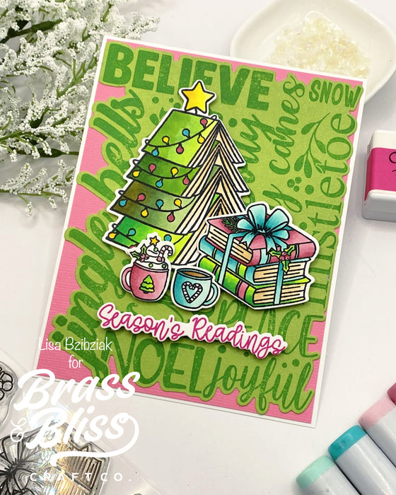 37036 Winter Stacked Books - 4x8 Stamp Set