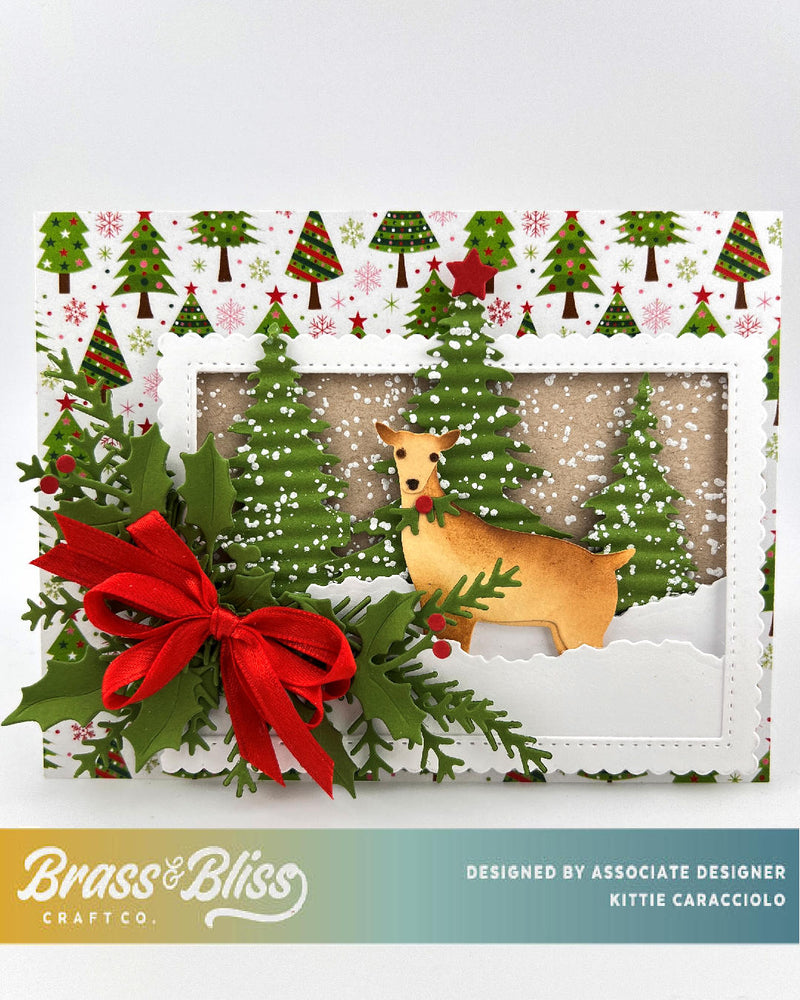 5823-02D Winter Buck with Wreath Die