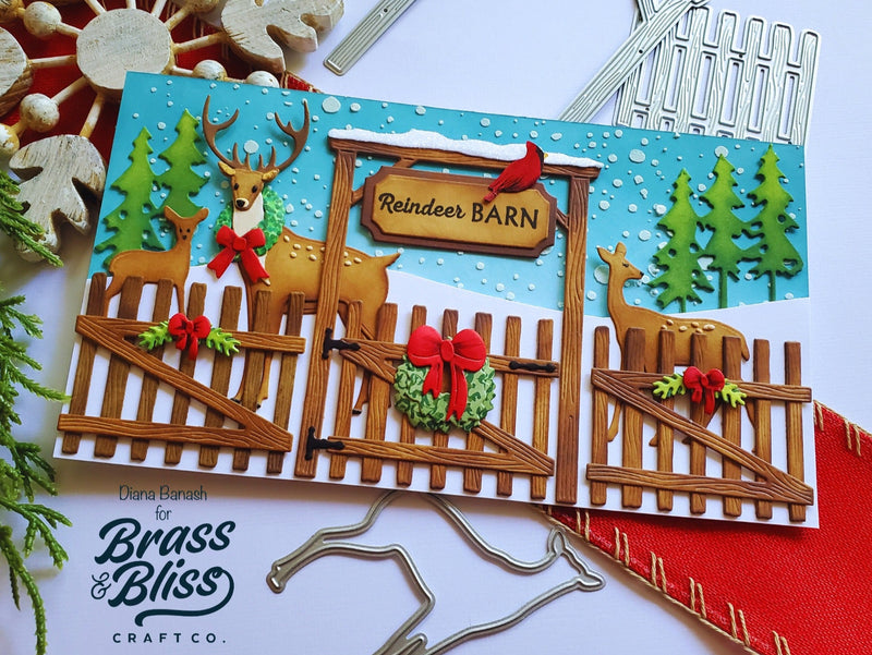 5823-02D Winter Buck with Wreath Die