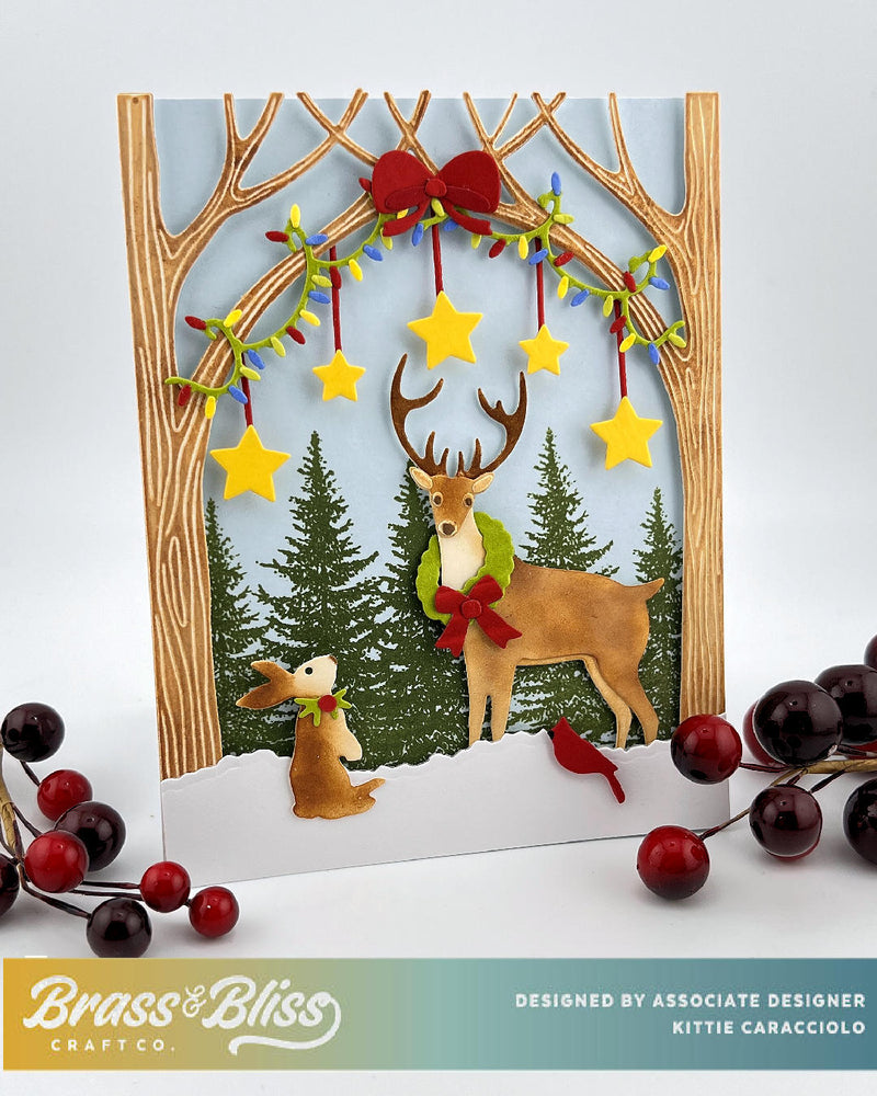 5823-02D Winter Buck with Wreath Die