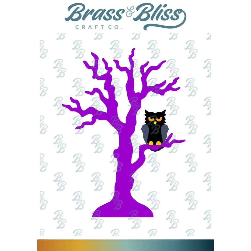 5334-07D Owl and Halloween Tree Die