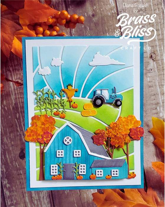 5722-04D Fall Farm Scape Die