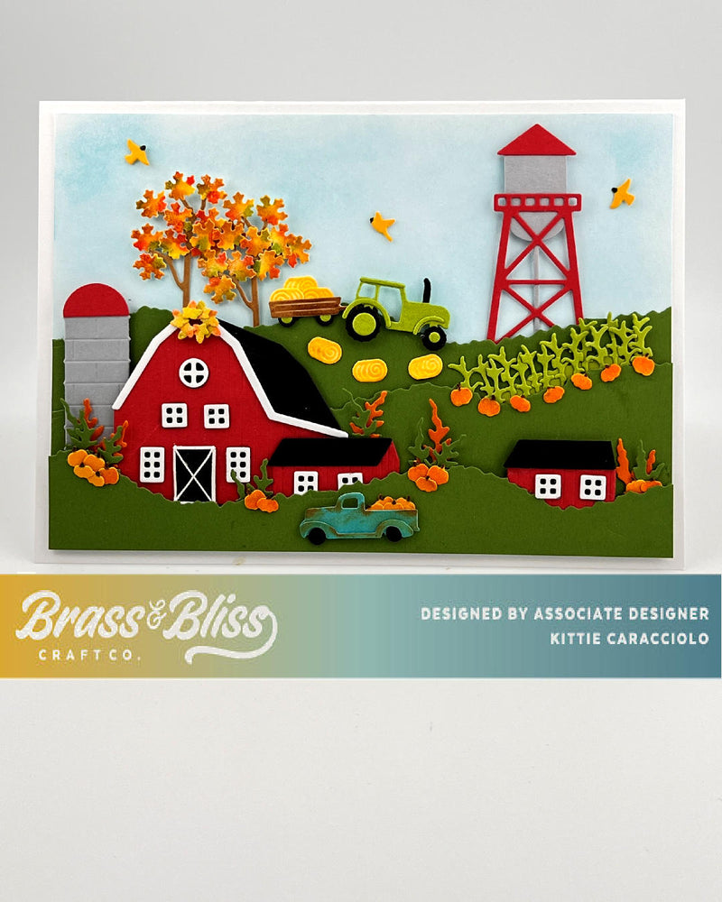 5722-04D Fall Farm Scape Die